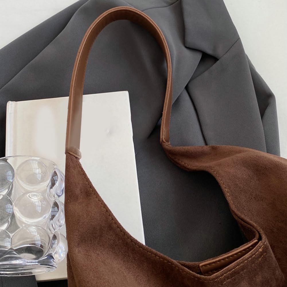Trendy Suede Tote Bags for Women Work Bags Retro Suede Slouchy Bag Travel Handbag Office College Tote Handbag 2025 - Image 6