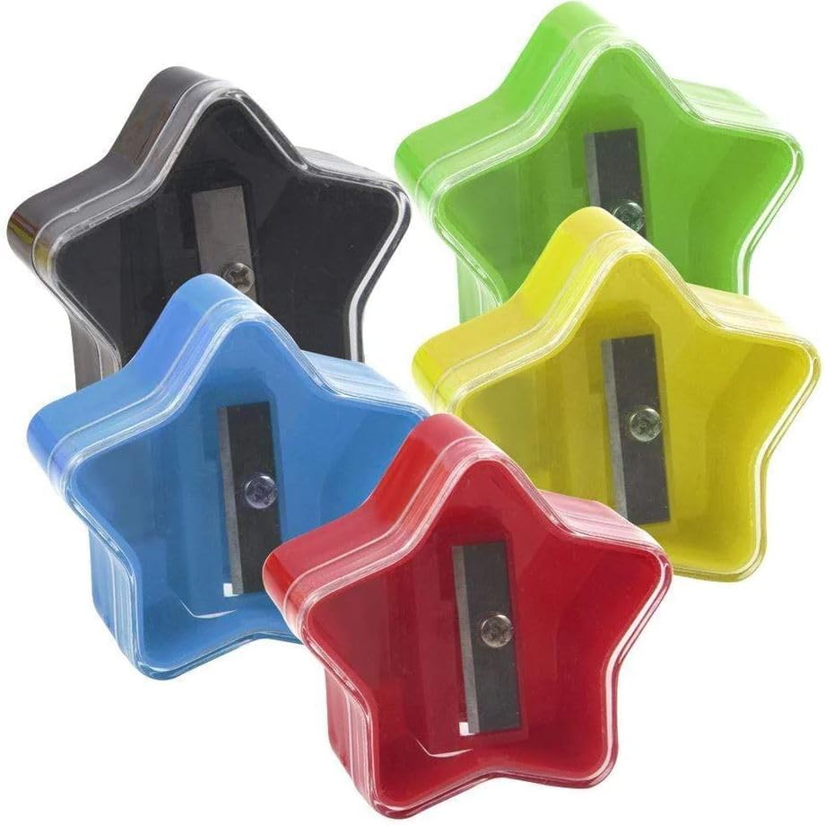 Miniatura 4 de Paquete de 100 sacapuntas a granel para estudiantes, niños, sacapuntas de estrella a granel con tapa, manual de mano, para aula, profesores, uso