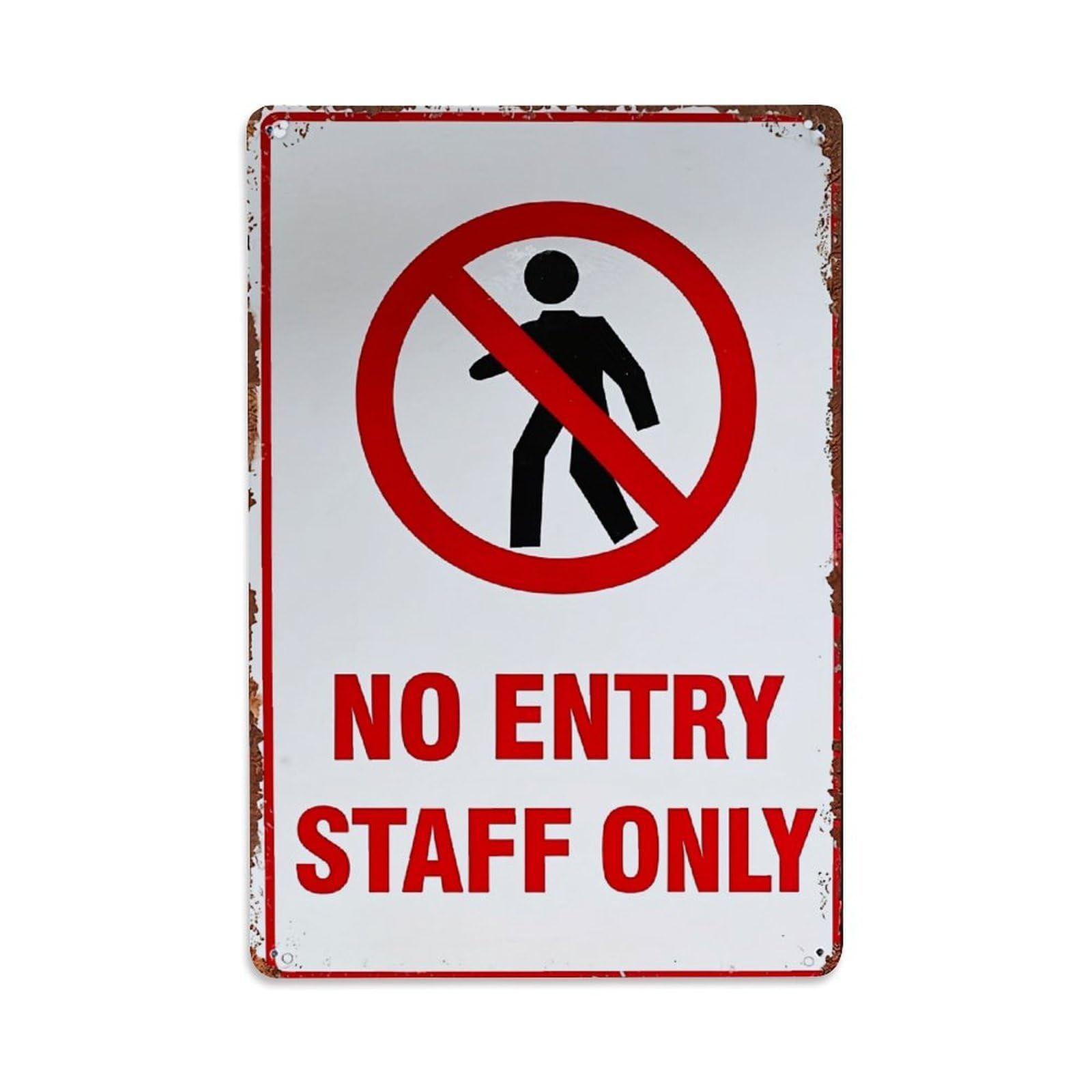 Jdfenggu Vintage No Entry Staff Only Sign Retro Metal Tin Sign, Decor Art Poster For Bar, Home, Man Cave, Kitchen, Laundry Room Gift 8X12inch