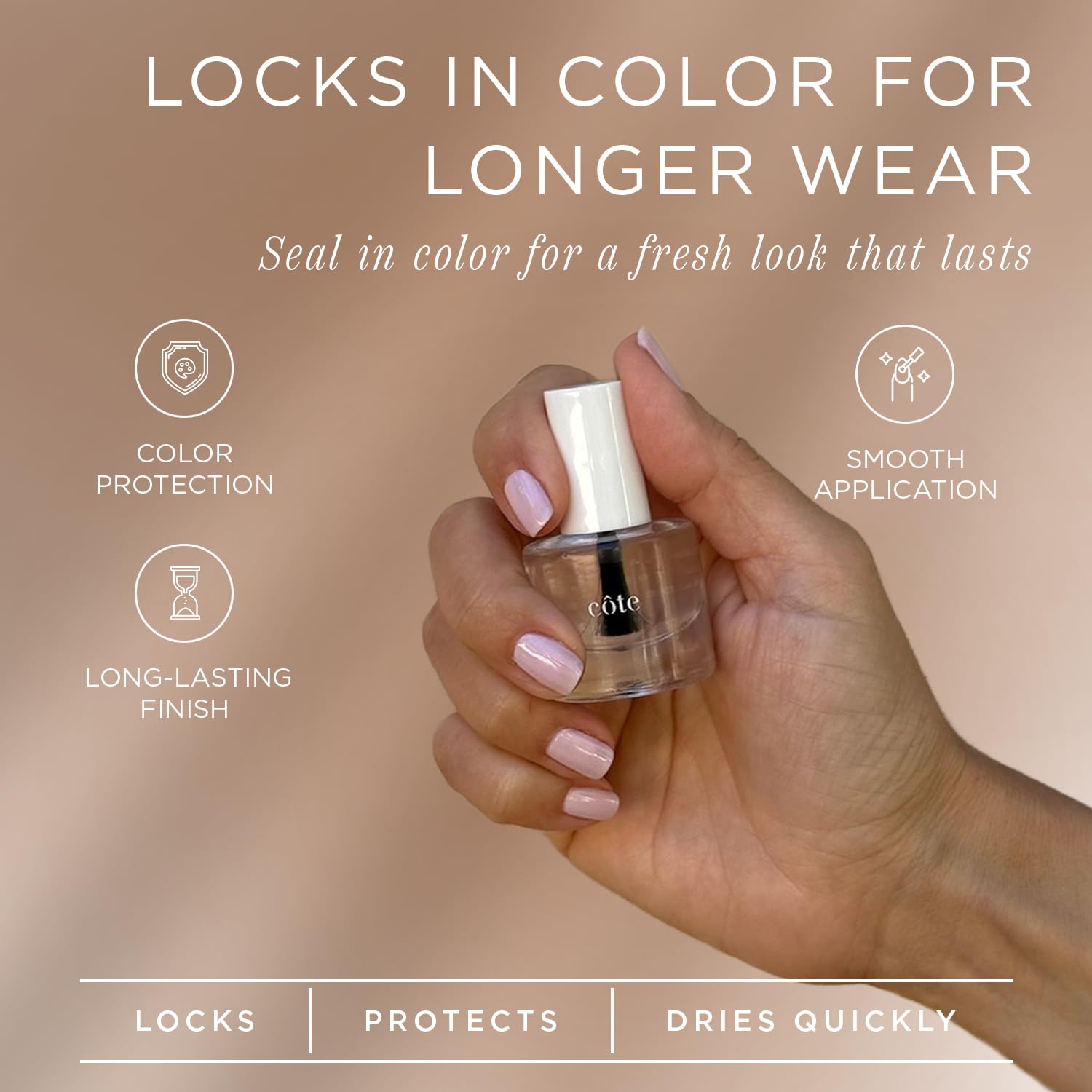 Cote Beauty Complete Nail Care Set with Base Coat, Top Coat, Remover & Sunday Brunch Nail Polish, All-in-One Manicure Bundle, Vegan Non-Gel Polish, Clean Beauty, Made in USA