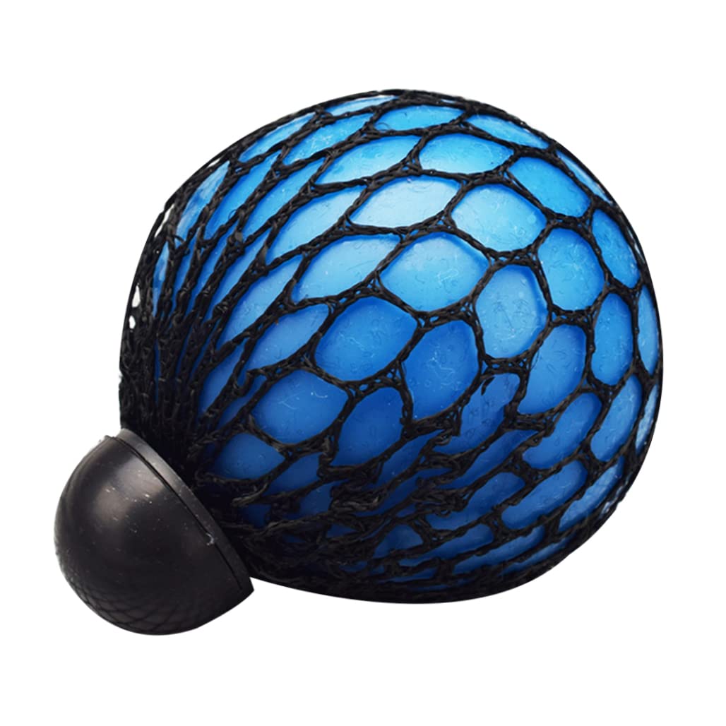 Fidget Mesh Squeeze Ball, Soft Sensory Grape Stress Relief Toy for Office Adult Relaxation, Blue Black