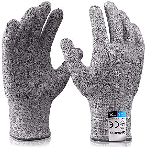 Grebarley Safety Work Gloves,Cut Resistant Gloves,High Performance Level 5 Protection,EN 388 Certified,Full-Fingers Touchscreen,Cutting Protective Gloves for Kitchen, Work and Outdoor (XL,1 pair) Cover