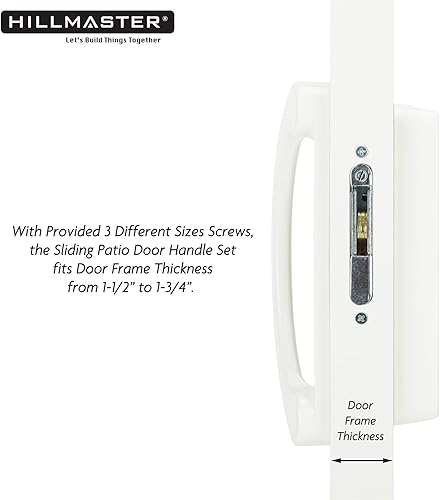 Miniatura 8 de Juego de manijas para puerta corredera de patio con cerradura de muesca 45° para reemplazo, diseño reversible de estilo de muesca, sin llave