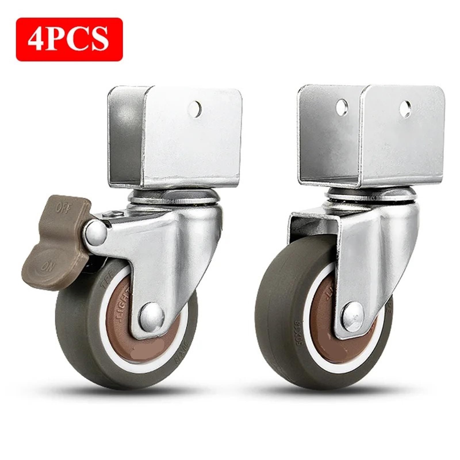 Ruedas giratorias, 4 Uds., rueda portadora de bloqueo, giratoria, 360 °, ruedas for muebles con freno(2swivel 2brake(18mm),2 inch)
