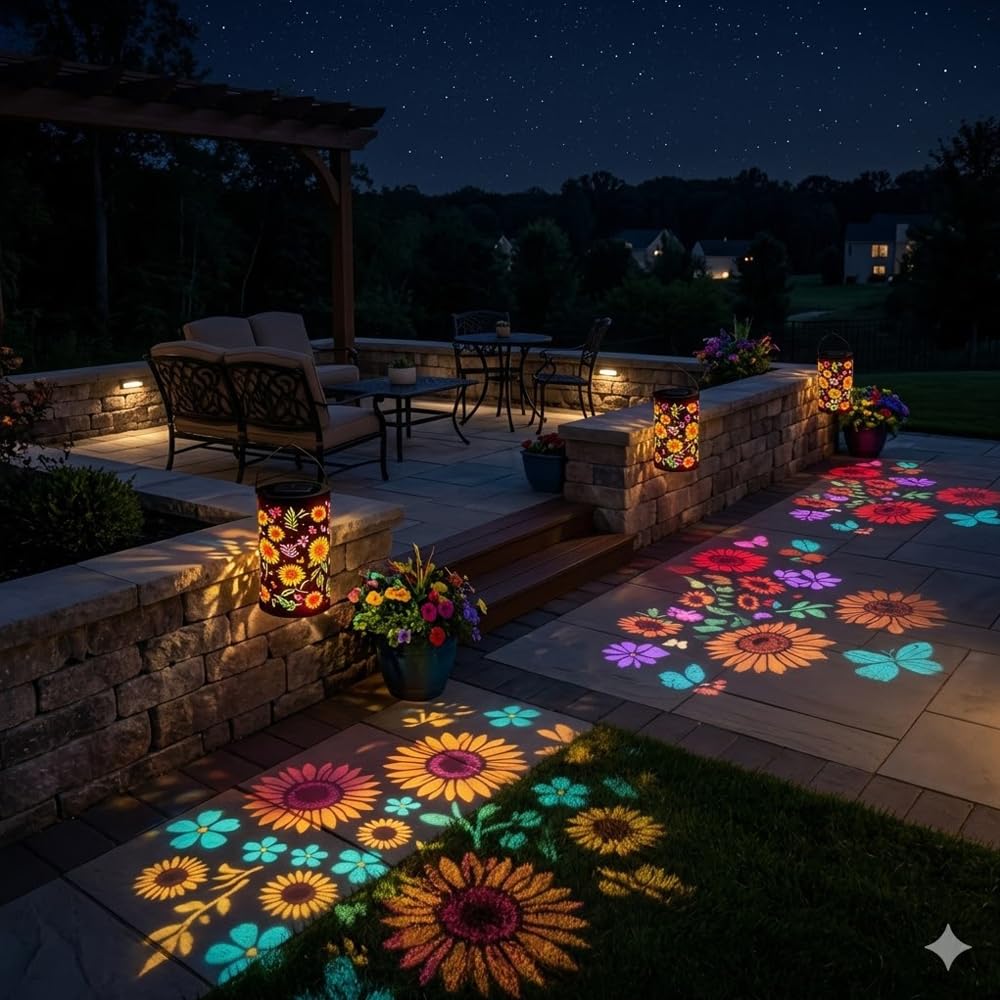 Colorful Sunflower Solar Garden Lantern,Sonnenblumen Solar Lantern im Freien wasserdicht IP65,Farolillos Solares Exterior,Lámpara de Girasol para Balcón Patio Escritorio Césped Camping Regalo