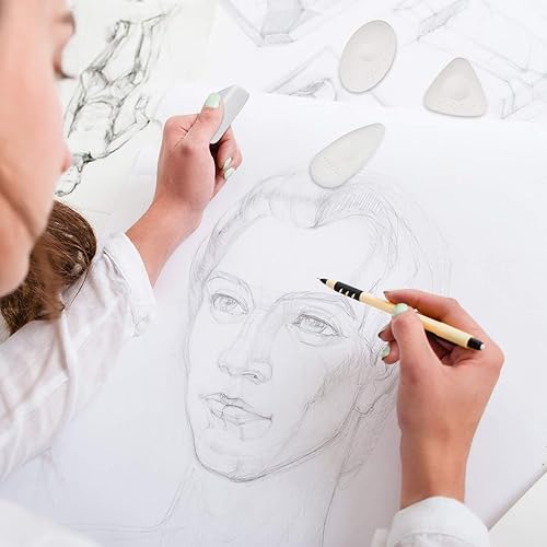 Miniatura 7 de Outus Borradores de cubo con agarre de diferentes formas, borrador de vinilo blanco para dibujo, escritura, bocetos (16)