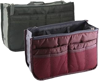 NOVAGO – Lote de 2 organizadores para bolso de mano o bolsa de viaje (varios colores disponibles) (negro + burdeos, 2 bolsas)