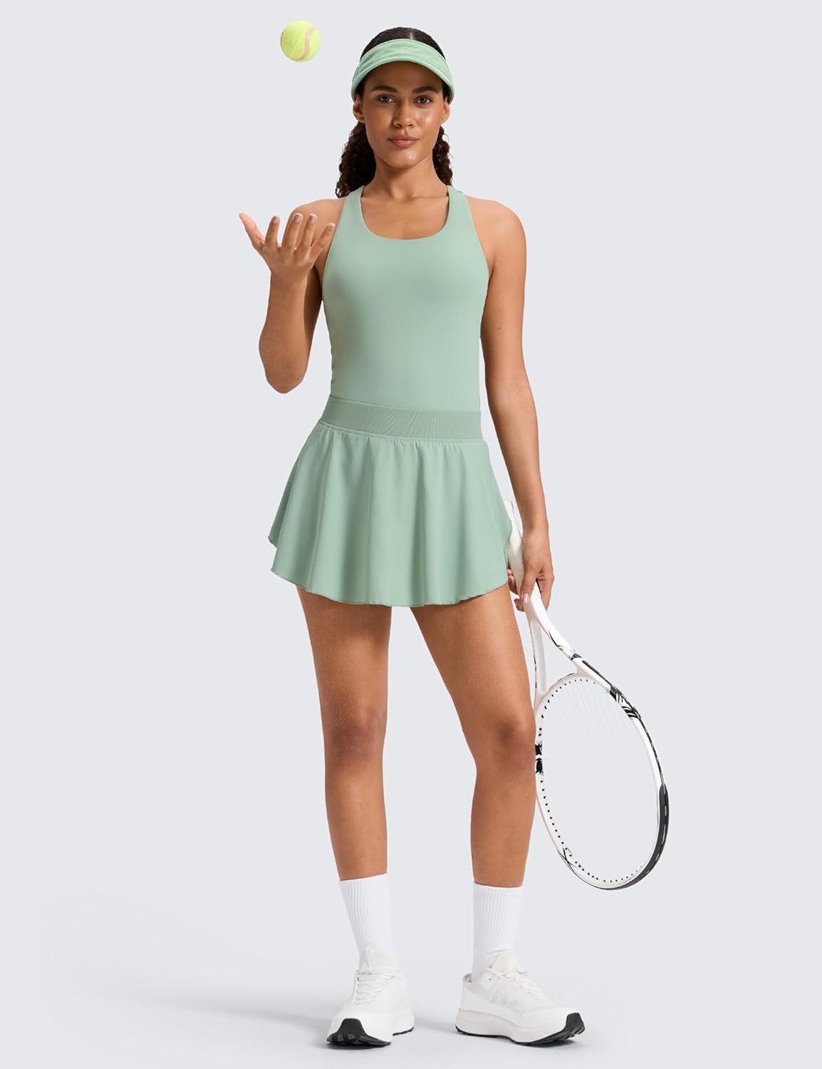CRZ YOGA Lightweight Drapey Side Slit Tennis Skirts for Women - High Waisted Mini Flowy Lined Golf Skort with Pockets