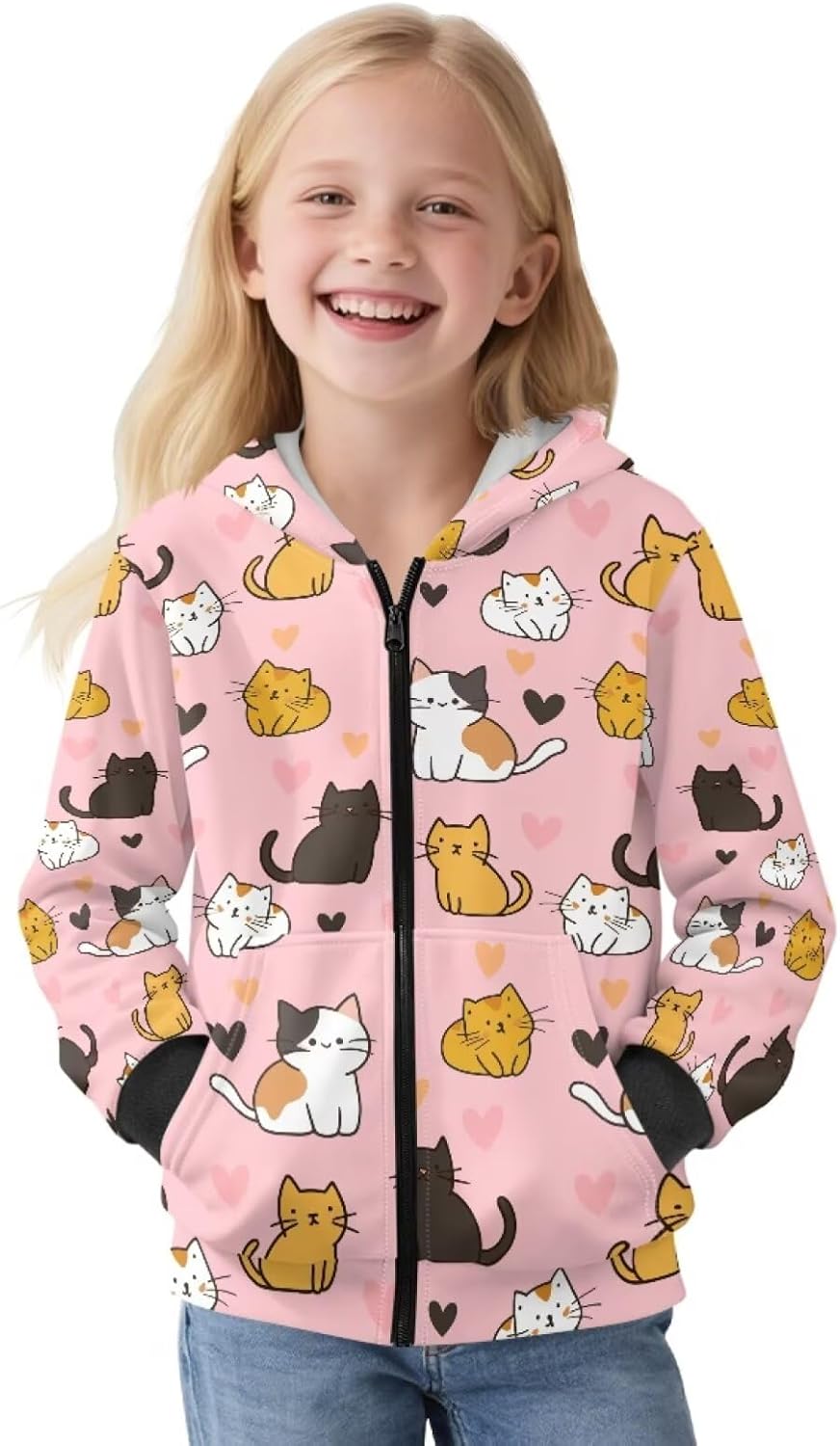 Hoodie for Girls 6-13 Fleece Hooded Sweatshirt Comfy Zip Up Hoodie Jacket Fall Winter Activewear Cute Sweatshirt