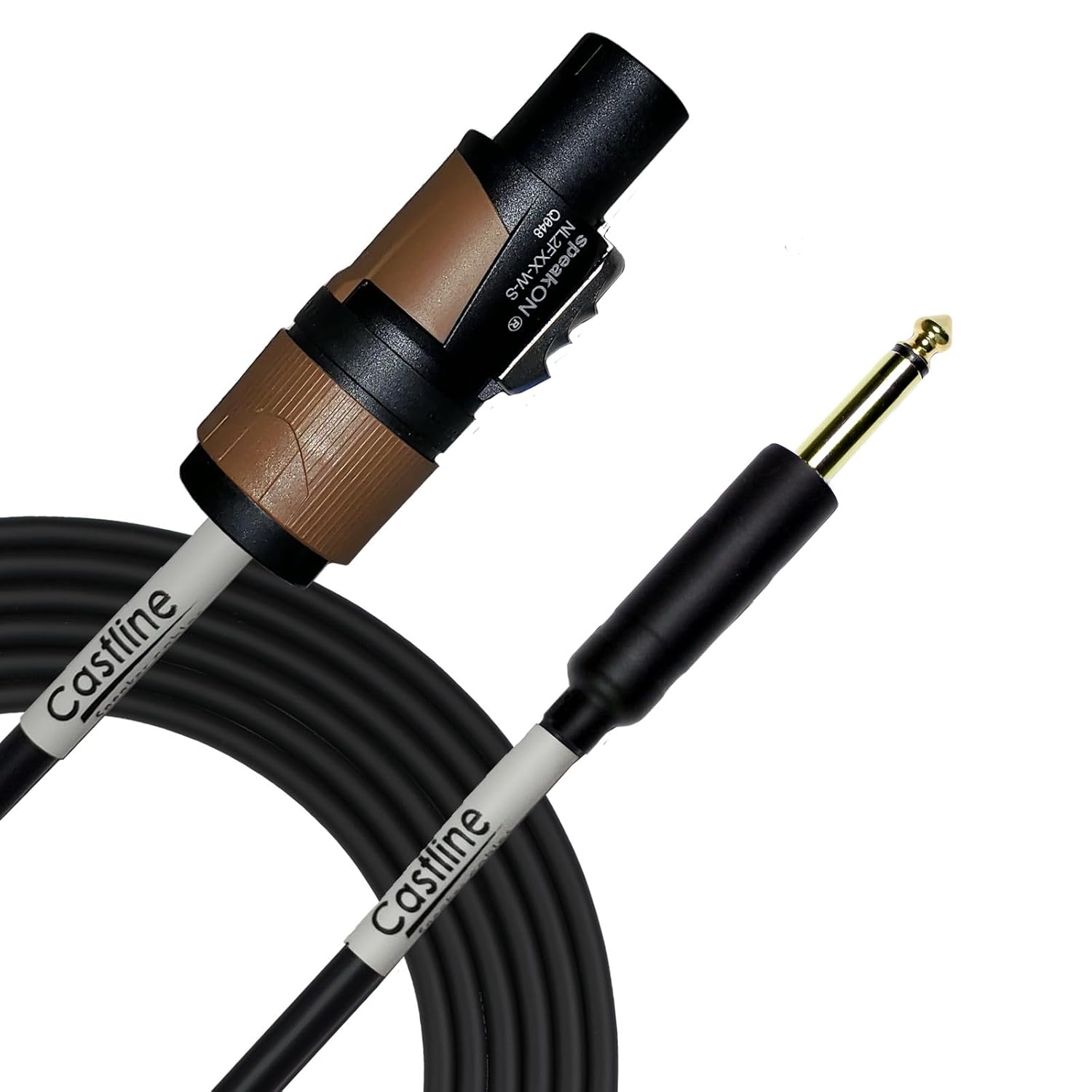 Castline Gold 1/4" TS to 2 Pole Neutrik SpeakON Speaker Cable Mogami 3082 (6 Ft)