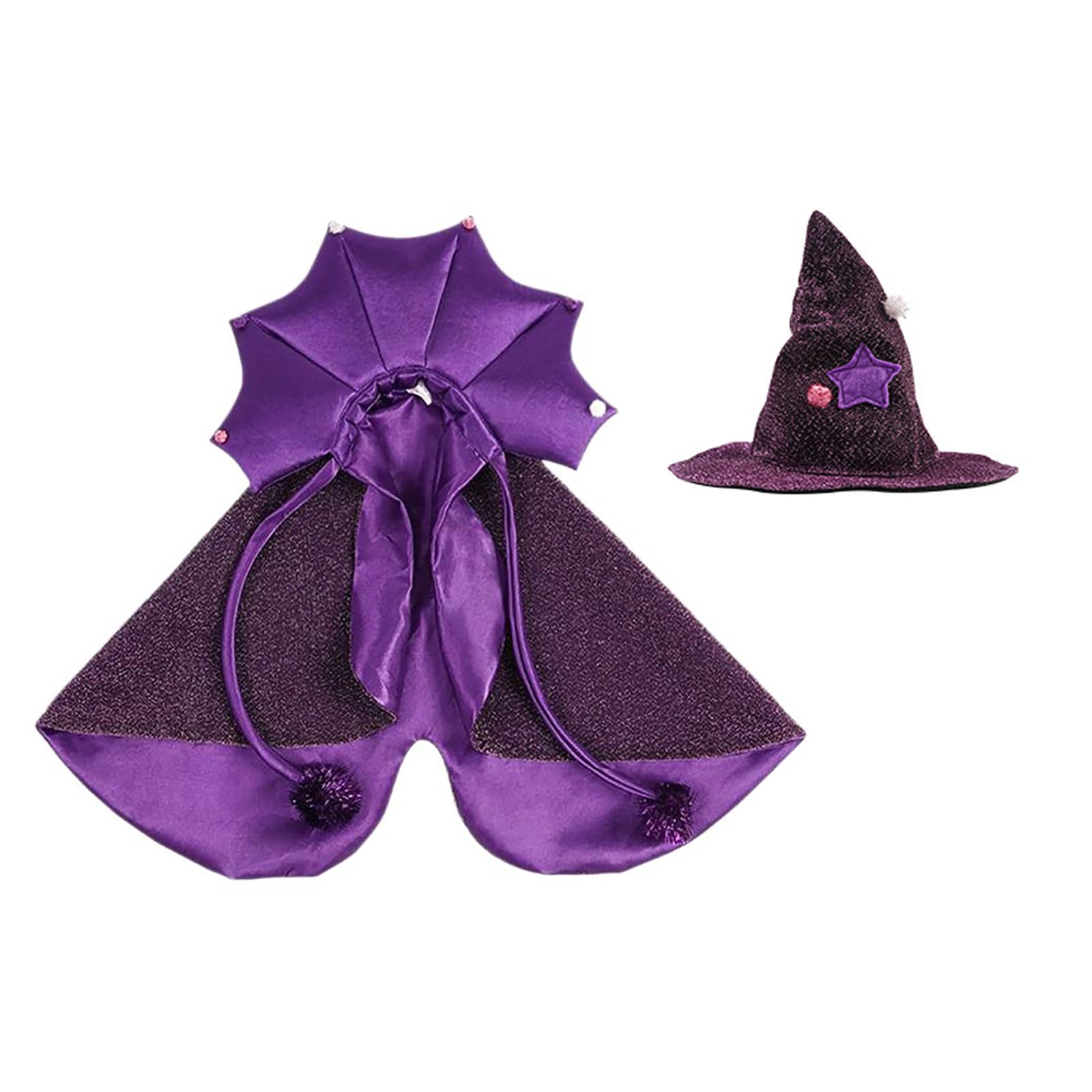 BT Bear Dog Halloween Costume,Dog Cosplay Wizard Cloak Cats Witch Cloak Cape Pet Halloween Wizard Hat Cloak for Cats Puppy Small Dogs Medium Dogs - Image 2