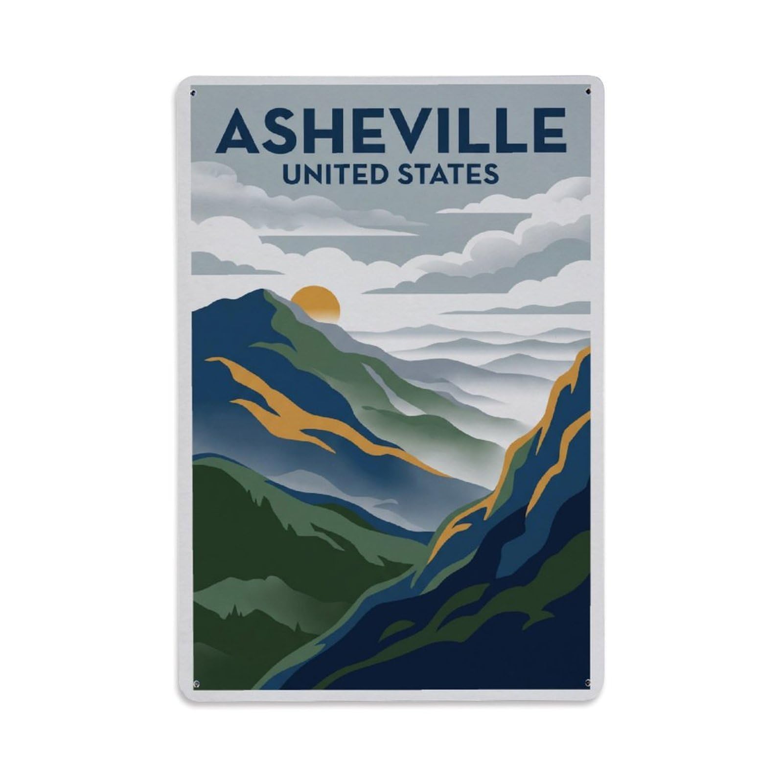 Xanthor Style Usa Asheville Travel Retro Metal Tin Sign