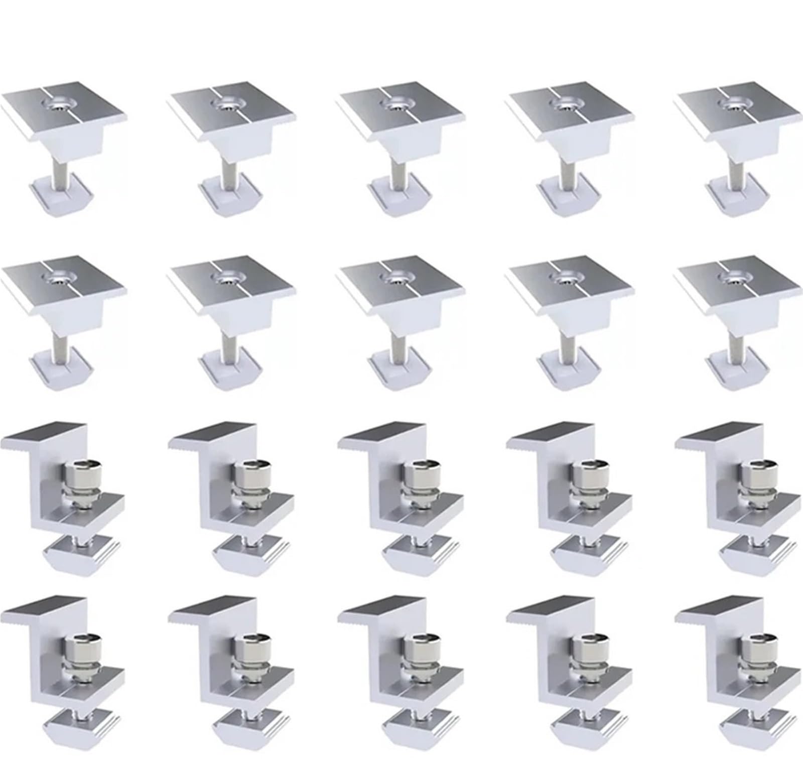 Solar Panel Mounting Brackets 10pcs Solar Panel Adjustable Bracket Clamps PV Mounting Clip Mid and End Clamp(40mm End Clamp)