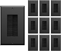 Vista 10 de VCE Brush - Paquete de 10 placas de pared, insertos de paso de cable para cables, correa de acceso de cable de una sola banda, enchufe de pared