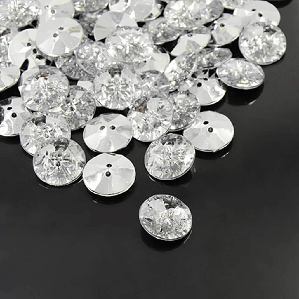 10 Bottoni Strass Trasparenti 12 Mm - 2 Fori In Acrilico Per Scrapbooking E Creazioni - 2