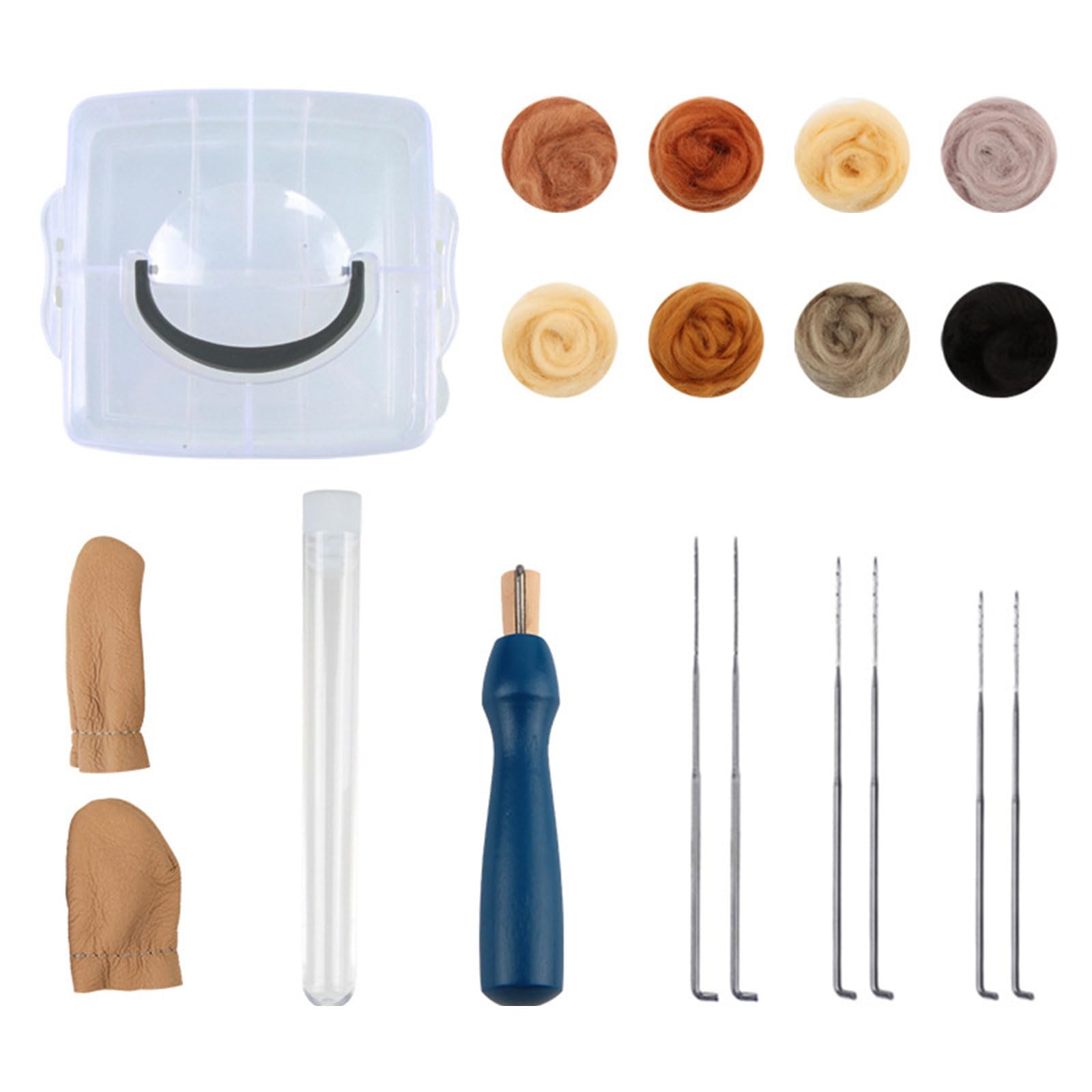 Buxuaaaa Felting Set with Wood Handle Needle Felting Tool Finger Protector for Pack Craft Needlework Needle Supplies