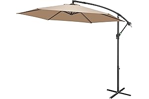 fruiteam Cantilever Offset Patio Umbrella with Crank & Cross Bar