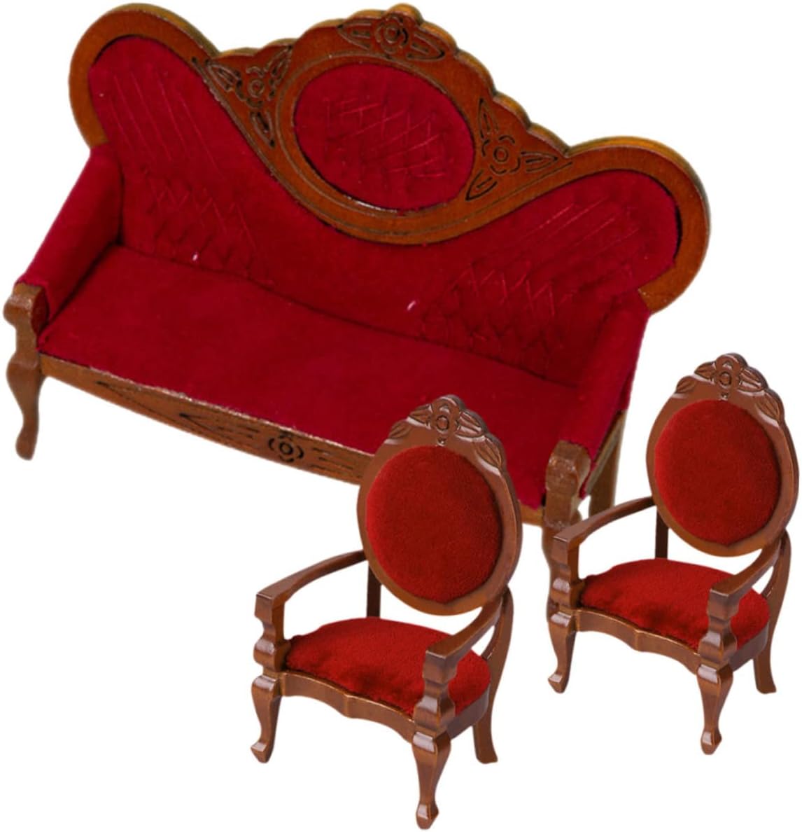 2sets Vintage Miniature Sofa Tiny Couch Model for Dollhouse Layout Chic Color Unique Design Dollhouse Accessories for Imagination Playtime Fun 3pcs*2