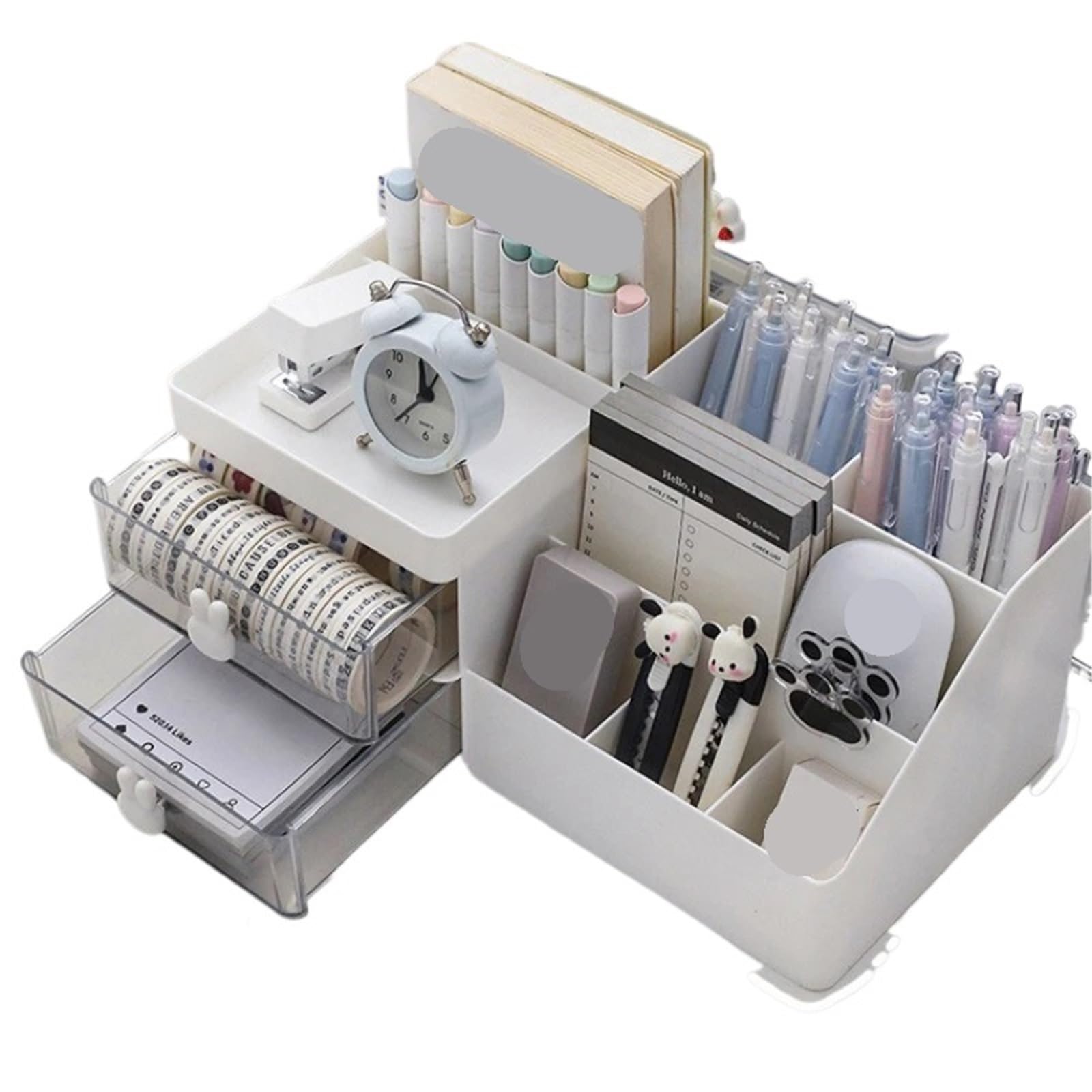 XUCZHAI Transparent Storage Box Desktop Organizer With Drawers Stationary Rack For Desks(Pink)