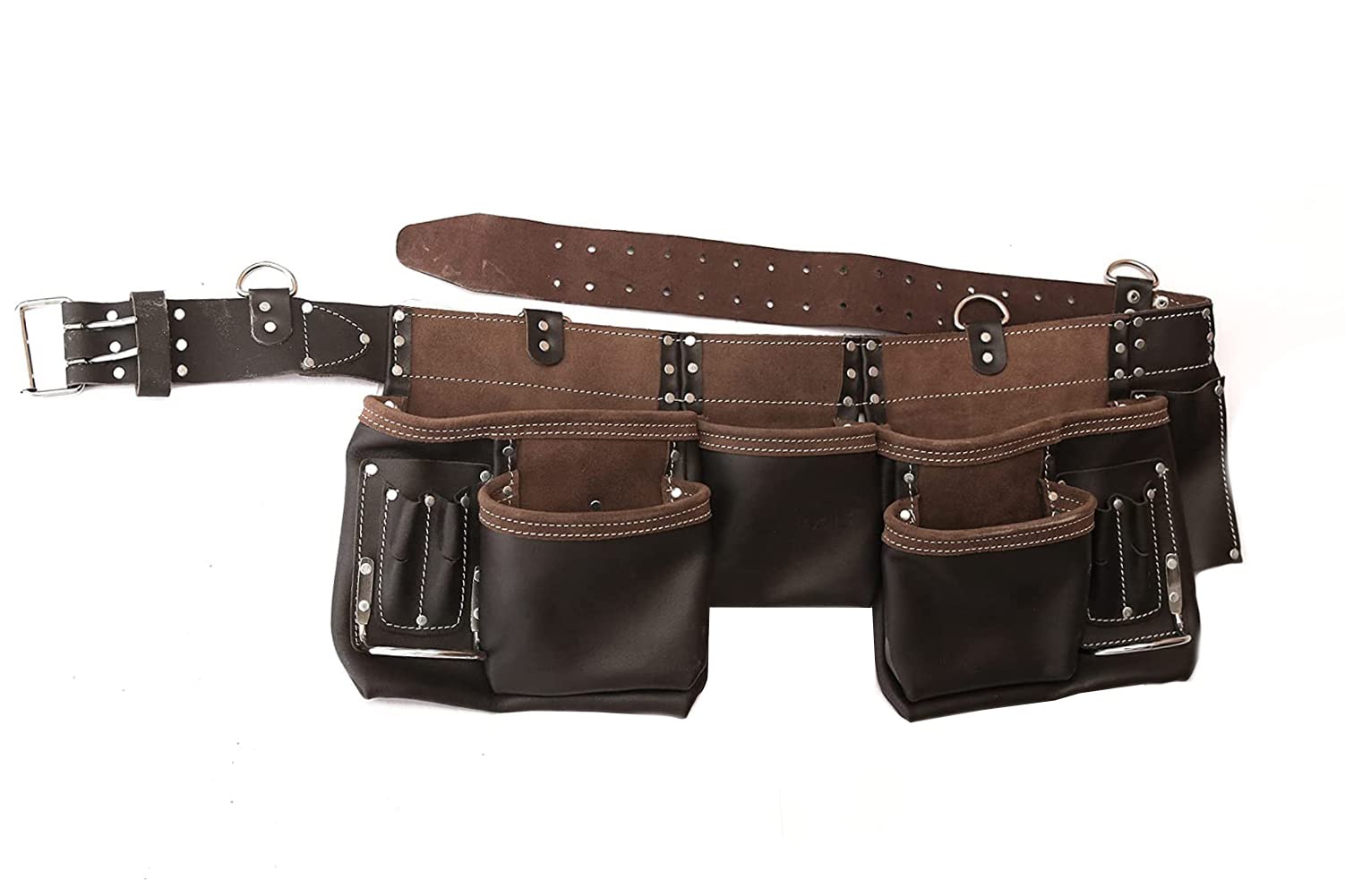 Mechtools Tablier de charpentier avec poches extra larges en cuir tanné à l'huile