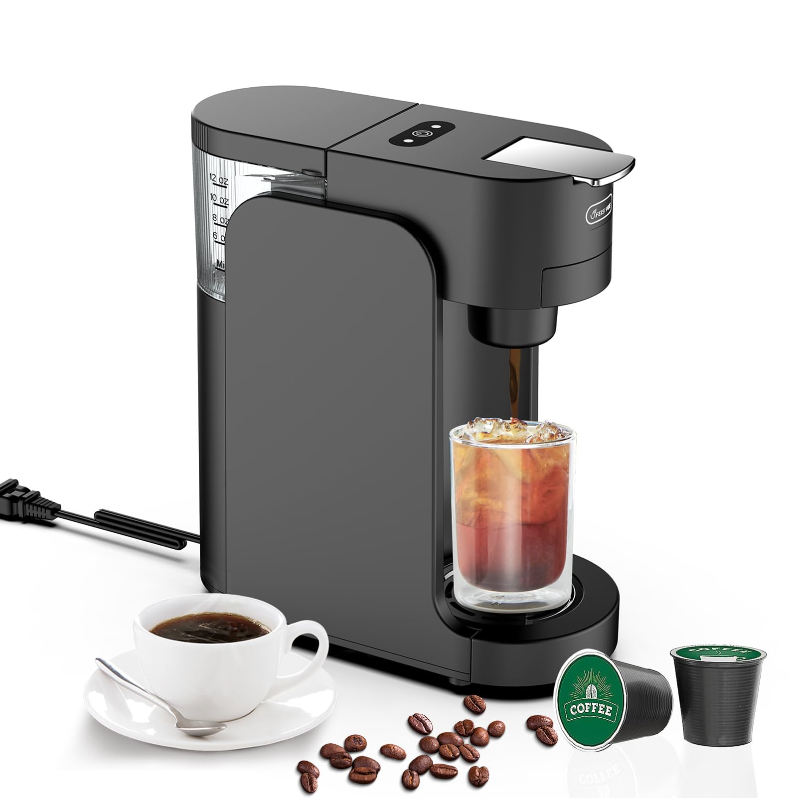 Ekspres do kawy na kapsułki K-Cup, zbiornik na wodę 350 ml, regulowany uchwyt na kubek, automatyczne zamykanie, idealny do cappuccino i latte, do użytku domowego