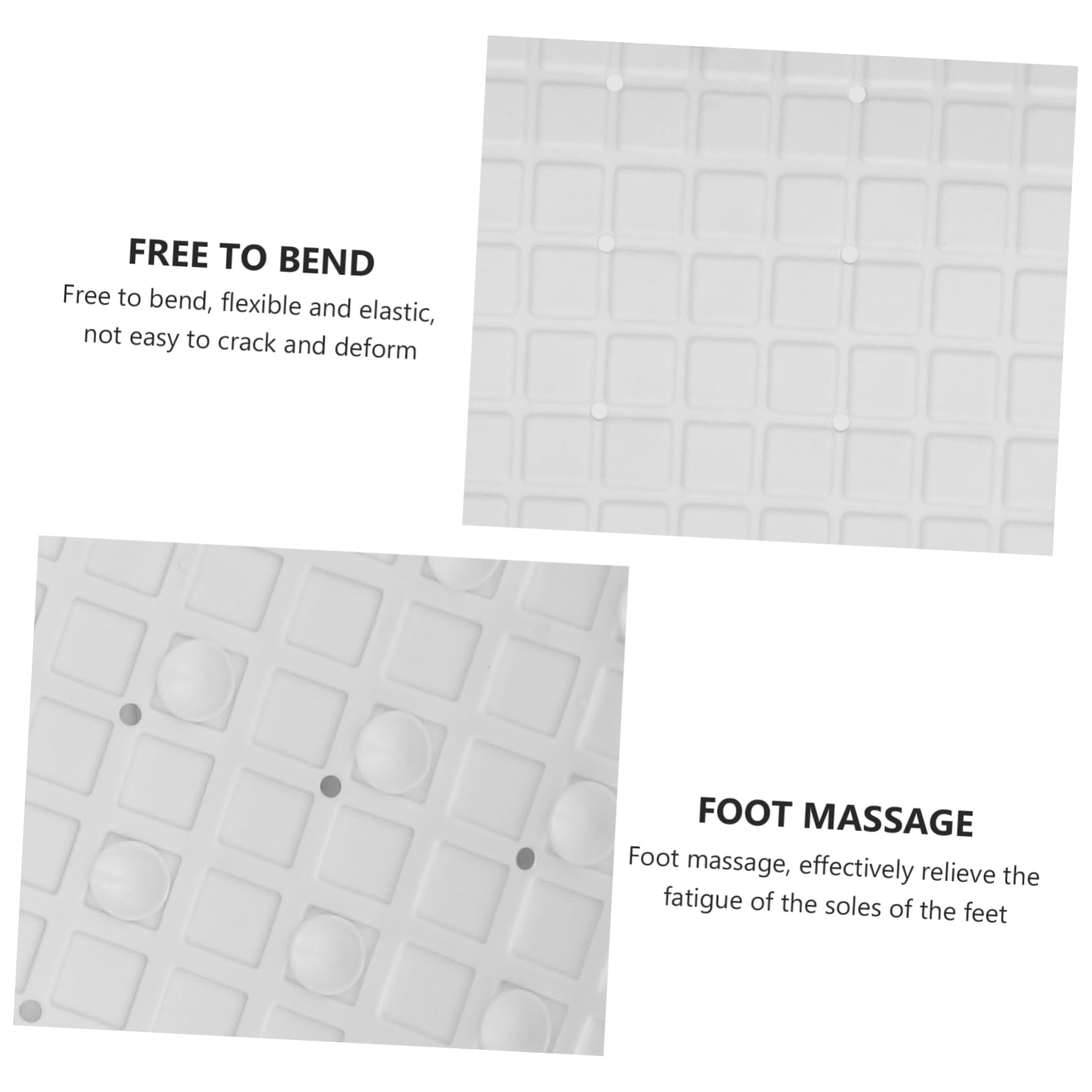 LABRIMP Alfombra de Baño Antideslizante Ventosas, PVC Blanco, Cómoda y Suave para Baño y Cocina, Adecuado para Bañera y Ducha