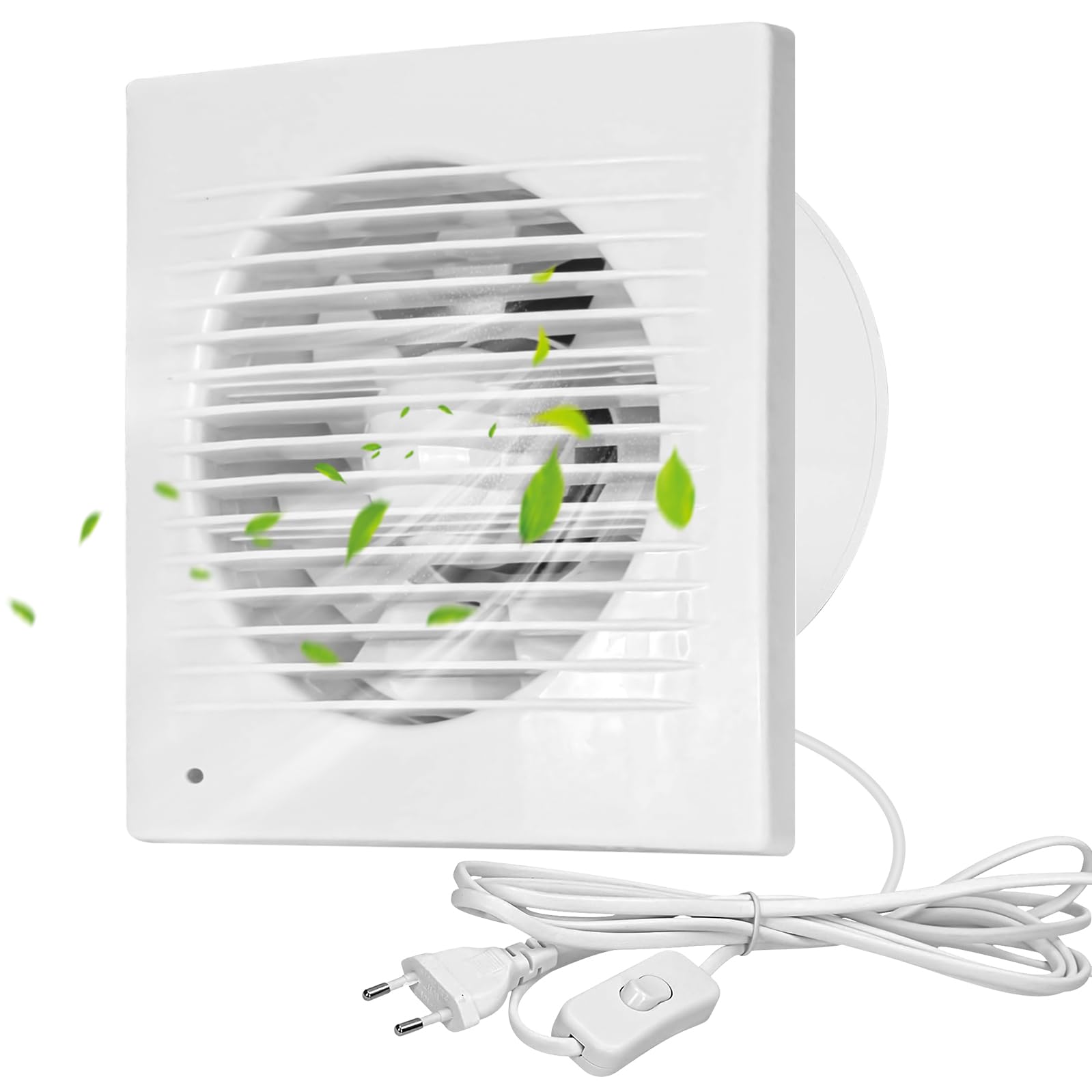 WIYETY Ventilador de pared para baño de 100 mm, ventilador de ventilación: ventilador de ventilación de 4 pulgadas con interruptor, funcionamiento silencioso y válvula antirretorno, 150 m³/h para