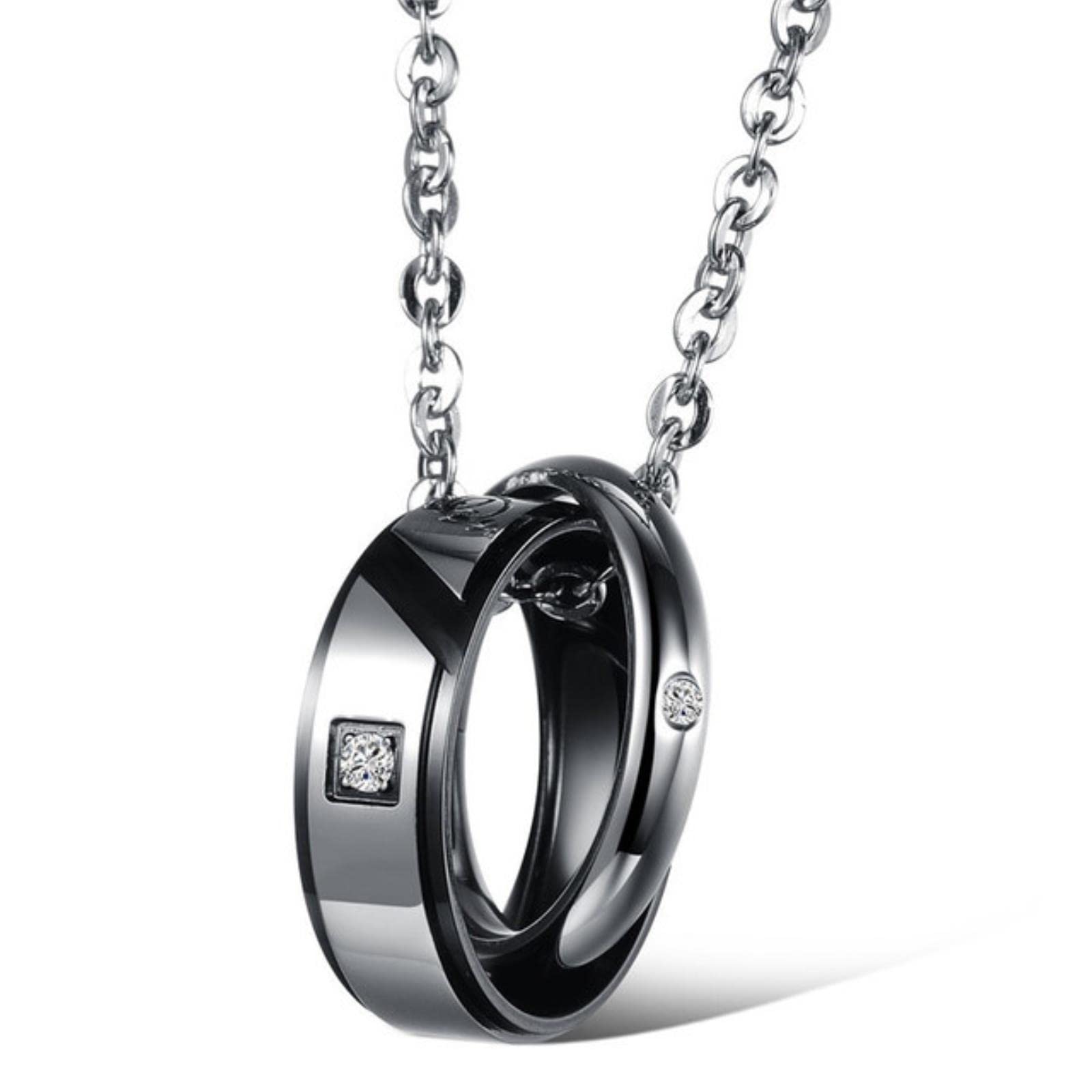 Pendentif couple lune en or et acier le cadeau idéal