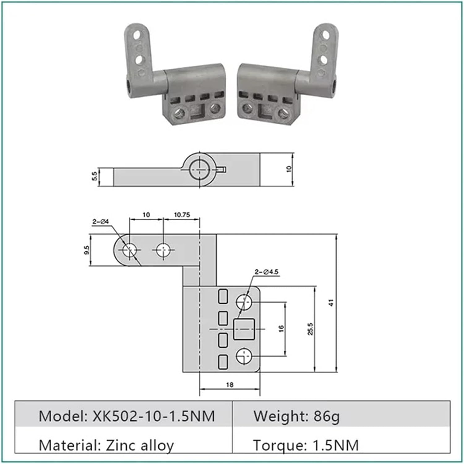 Constant Gate Hardware Torque Stable Embedded Damping Hinge 1Pcs(A Pair 1.5NM)