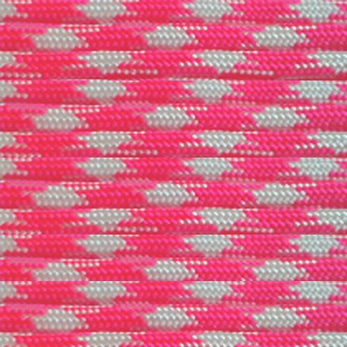 PARACORD PLANET 10 Feet Nylon 550Lb Type Iii 7 Strand Paracord Hot Pink/White โ image 1
