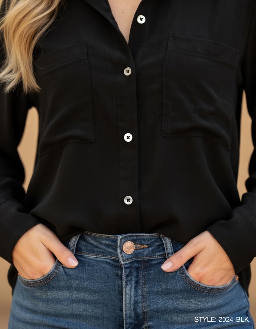 Camisa Feminina Social Blusa Camisete De Botão Manga Longa Blusas Trabalho
