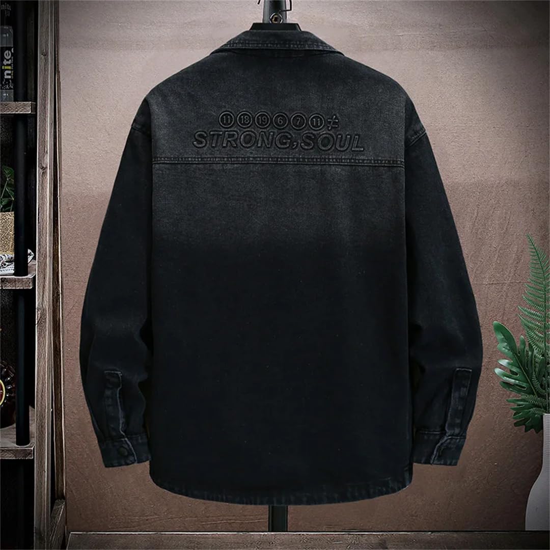 Męskie sprane bawełniane koszule dżinsowe Hip Hop Streetwear Slim Fit Kurtki kowbojskie Retro Jeans Top Coat