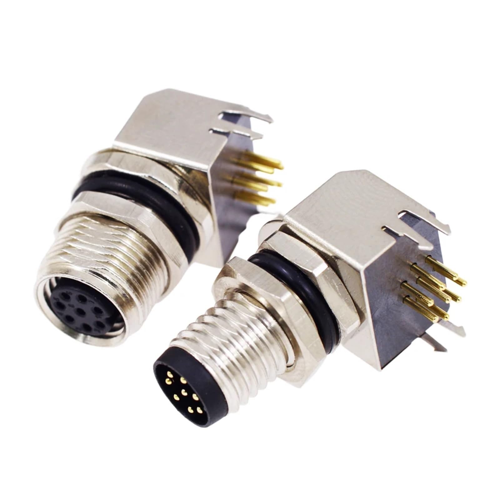 5 pezzi M8 3/4/5/6/8 pin 8 mm piegatura/dritto impermeabile PCB connettore piastra di saldatura ago tipo maschio e femmina connettore(Bendingg-8P Female)
