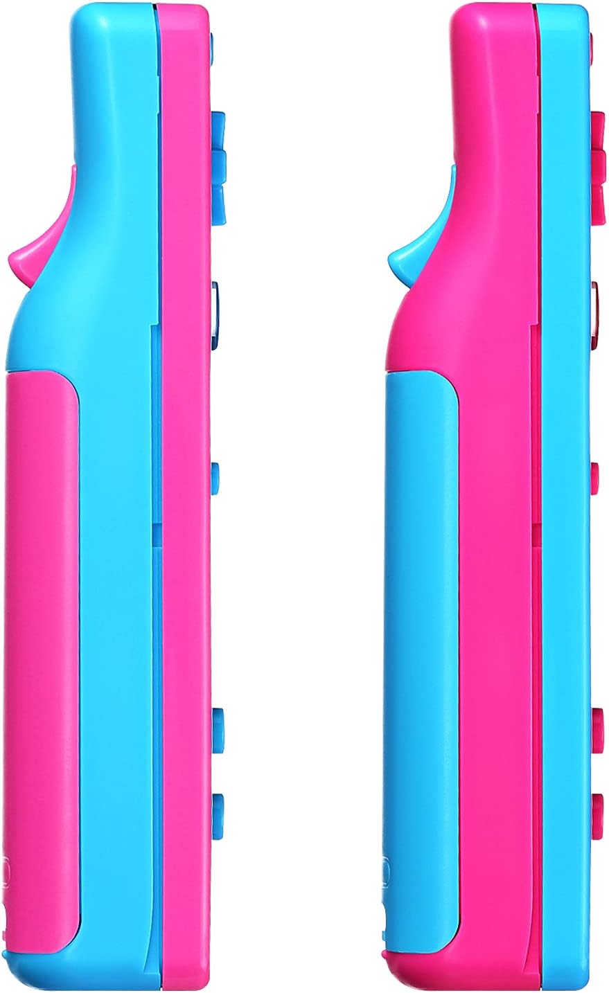 Wii Controller,Wii Remote Controller 2 Pack Compatible with Nintendo Wii,with Wrist Strap and Case Pink & Blue : Video Games