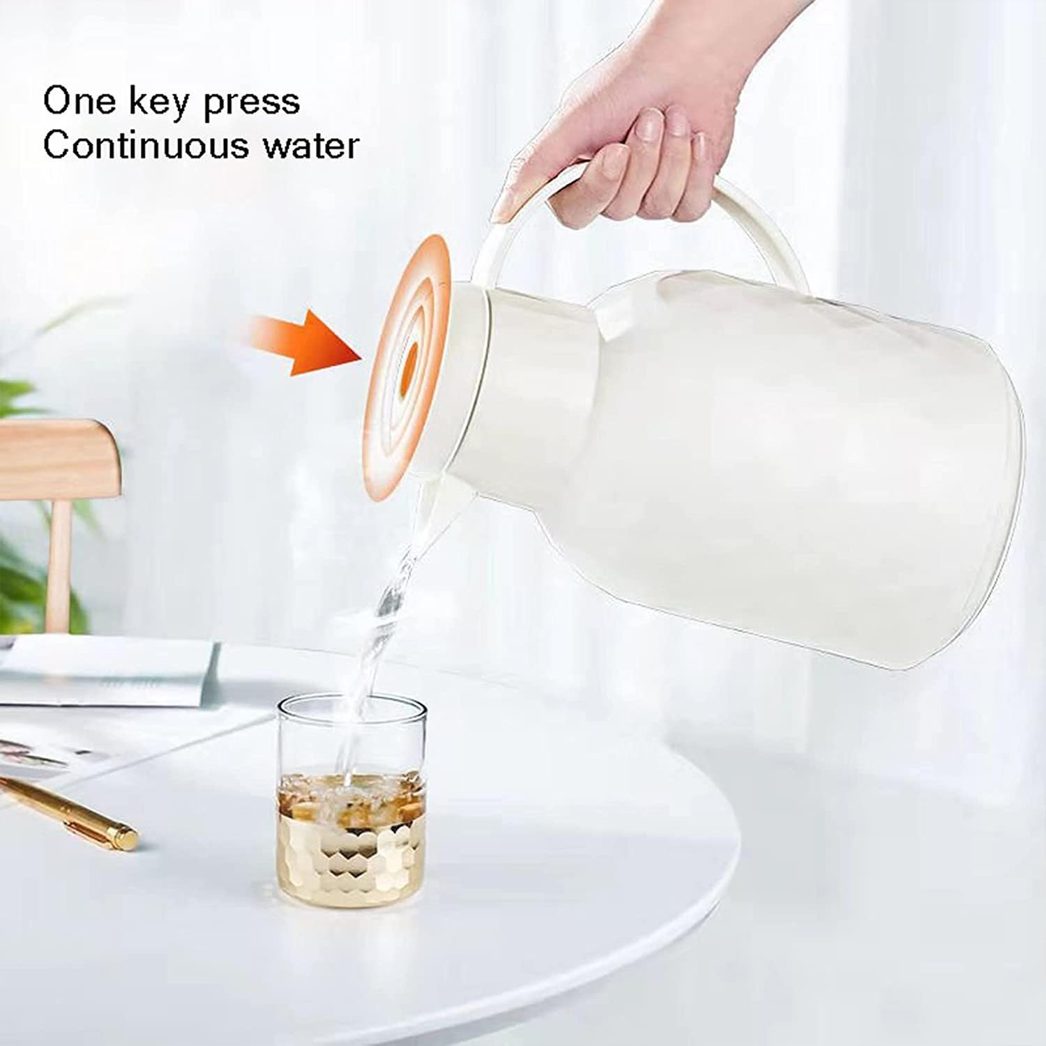 Termiczna karafka do kawy 1000 ml dozownik na wodę, termos premium karafka do kawy i herbaty, 12 godzin ciepła i 24 godziny zimna | Plastikowy dzbanek termiczny (kolor: biały)