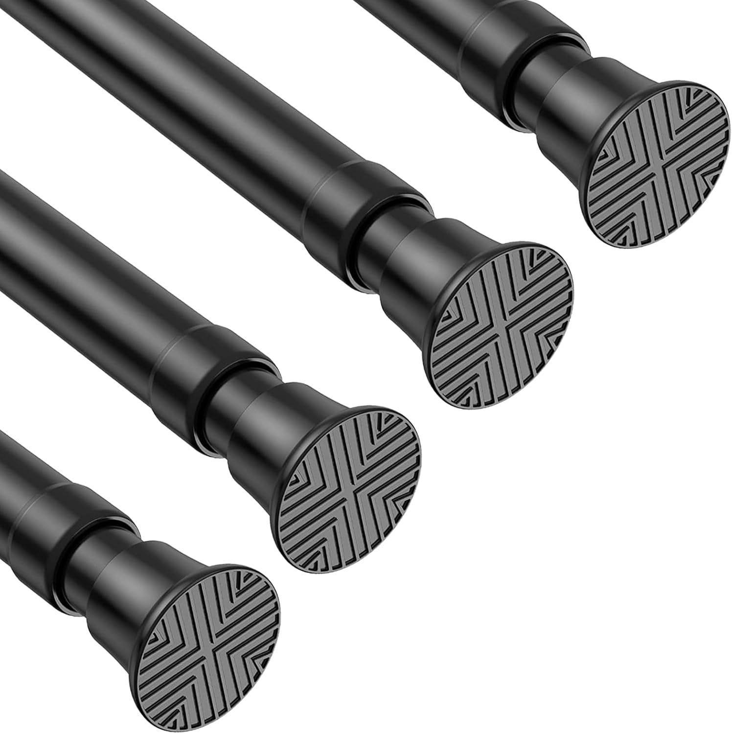 4Pack Spring Tension Curtain Rods 23 to 46 Inch,Black Small Tension Rod,Spring Curtain Rod No Drilling,Adjustable Short Curtain Rods for Window,Kitchen,Closet,Doorway