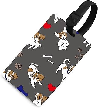 Amazon Jack Russell かわいい犬の骨プリント荷物バッグケースタグ識別子 スーツケース用 面白い名前id情報カードラベル 文房具 オフィス用品 文房具 オフィス用品