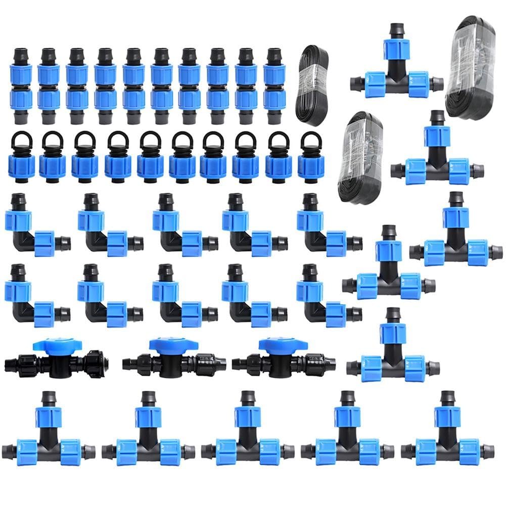 Kit di irrigazione a goccia da 16 mm, sistema di irrigazione completo da giardino con valvole a sfera e Tee, adatto per ortaggi domestici