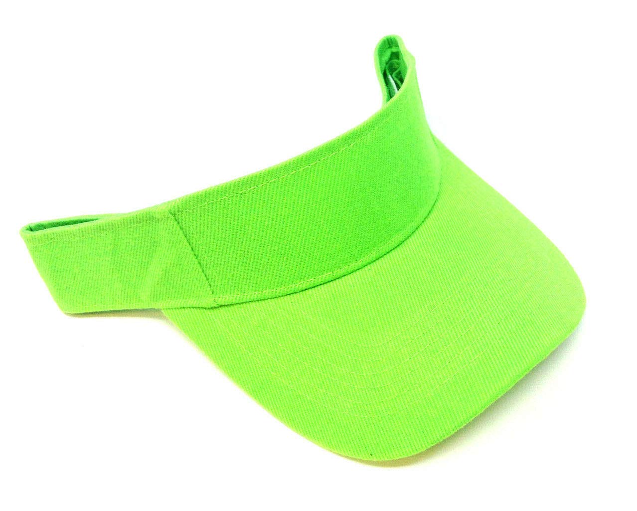 Solid Plain Blank Adjustable Curved Bill Sun Visor (Neon Green)