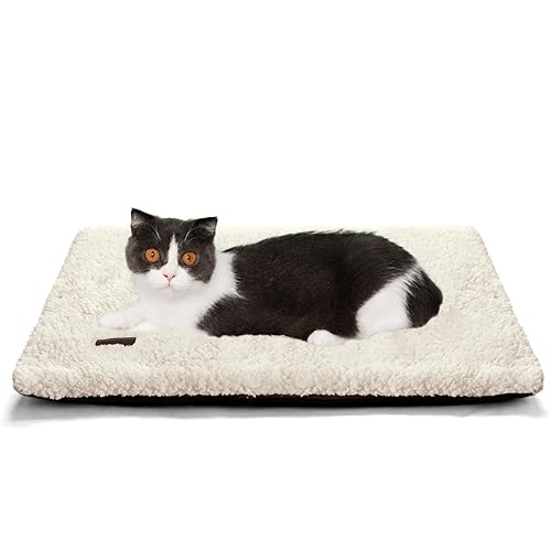 Self Warming Cat Bed Self Heating Cat Dog Mat 24 x 18 inch Extra Warm Thermal Pet Pad for Indoor Outdoor Pets with Removable Cover Non-Slip Bottom Washable Non Electric - 24.0"L x 18.0"W x 1.0"Th - Beige