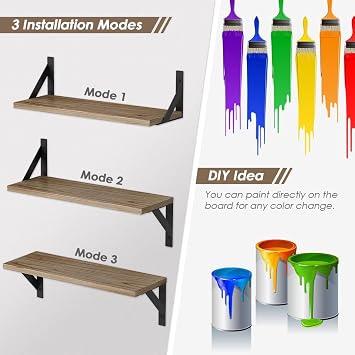 Wooden Shelves for Wall Mounted, 3 Pack 40cm Wall Shelf, Rustic Shelves