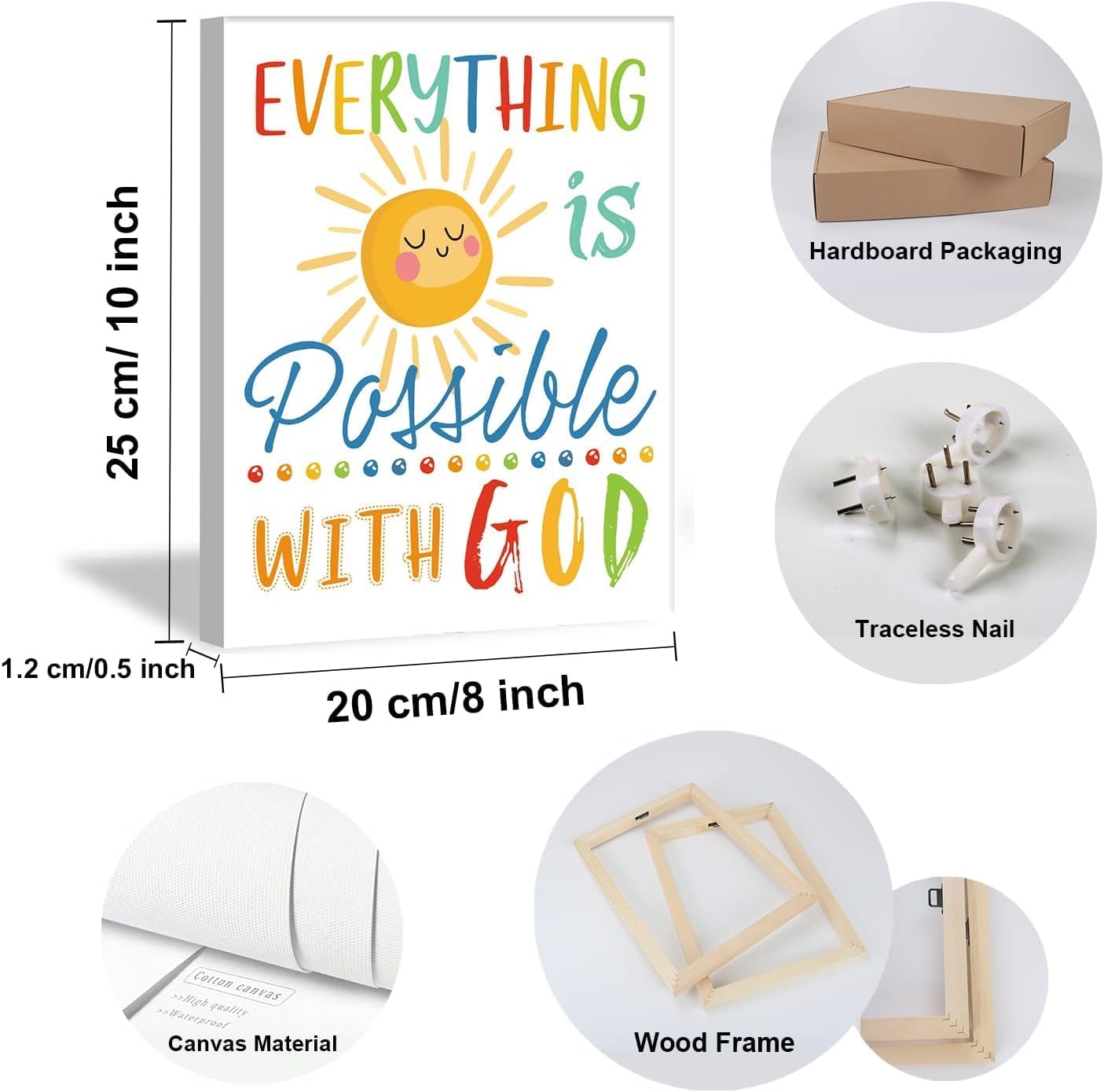 HPNIUB Colorful Rainbow Art Print,Kids Inspirational Quote Canvas Wall Decor Set of 6(8”X10”, Framed),Be Kind Bible Verse Wall Art for Children’ s Classroom,Sunday School Decor 8 61AW65EpdcL. AC SL1405