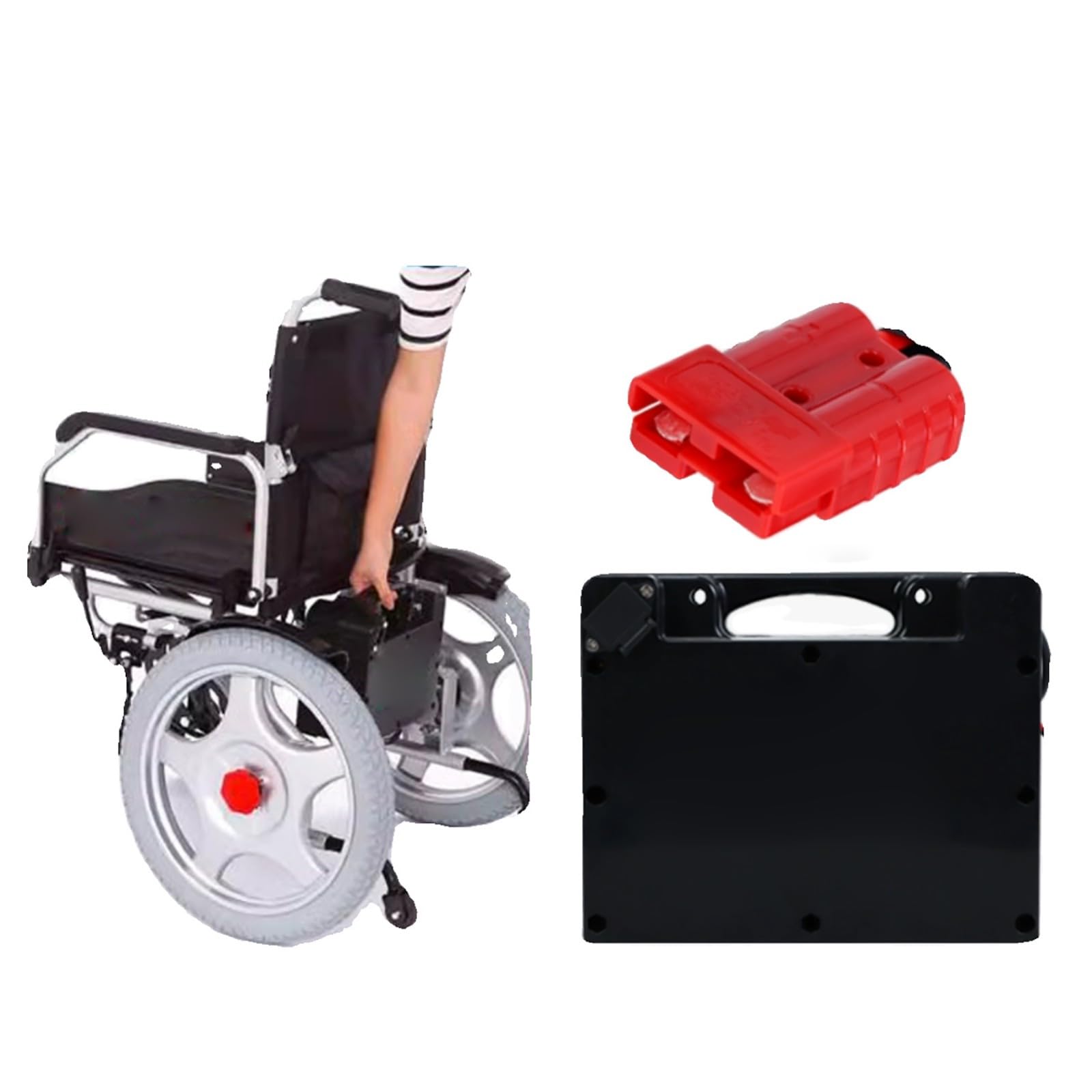 Batería para Silla De Ruedas Eléctrica, 24 V 15 Ah 20 Ah, Paquete De Baterías para Silla De Ruedas Eléctrica con Cargador, Batería Recargable con Conector Anderson Rojo.
