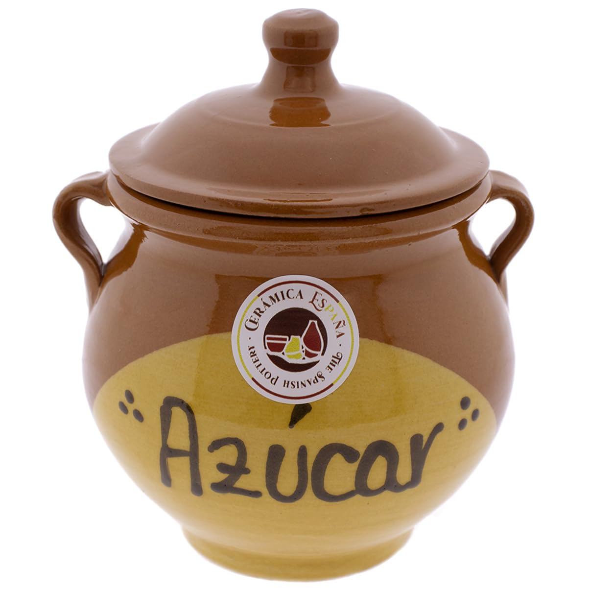 CERÁMICA ESPAÑA | Zuccheriera rustica in ceramica | Barattoli da cucina | Barattoli originali | Zuccheriera cucina - Modello M02 | 100% fatto a mano | 14x12x15 cm