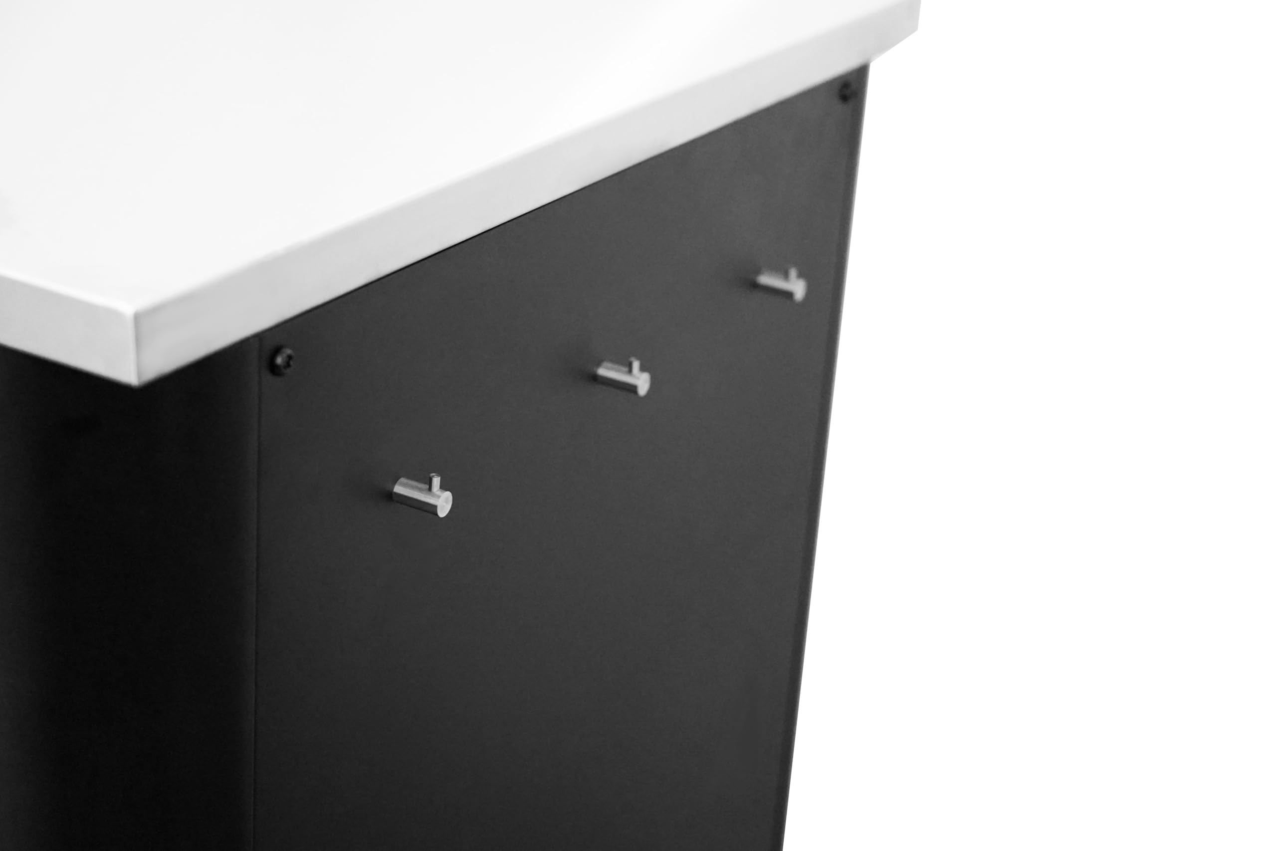 Cozze® Cucina da esterno 90 con lavello e rubinetto – Piano in acciaio inox, modulo BBQ componibile con vano contenitore, supporto sacco rifiuti, ganci e ruote, portata 100 kg