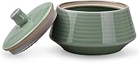 Amoysanli Retro Ceramic Kitchen Canister 400ml - Vintage Airtight Food Storage Jar for Tea, Coffee, Spices, Nuts (Ice Green)