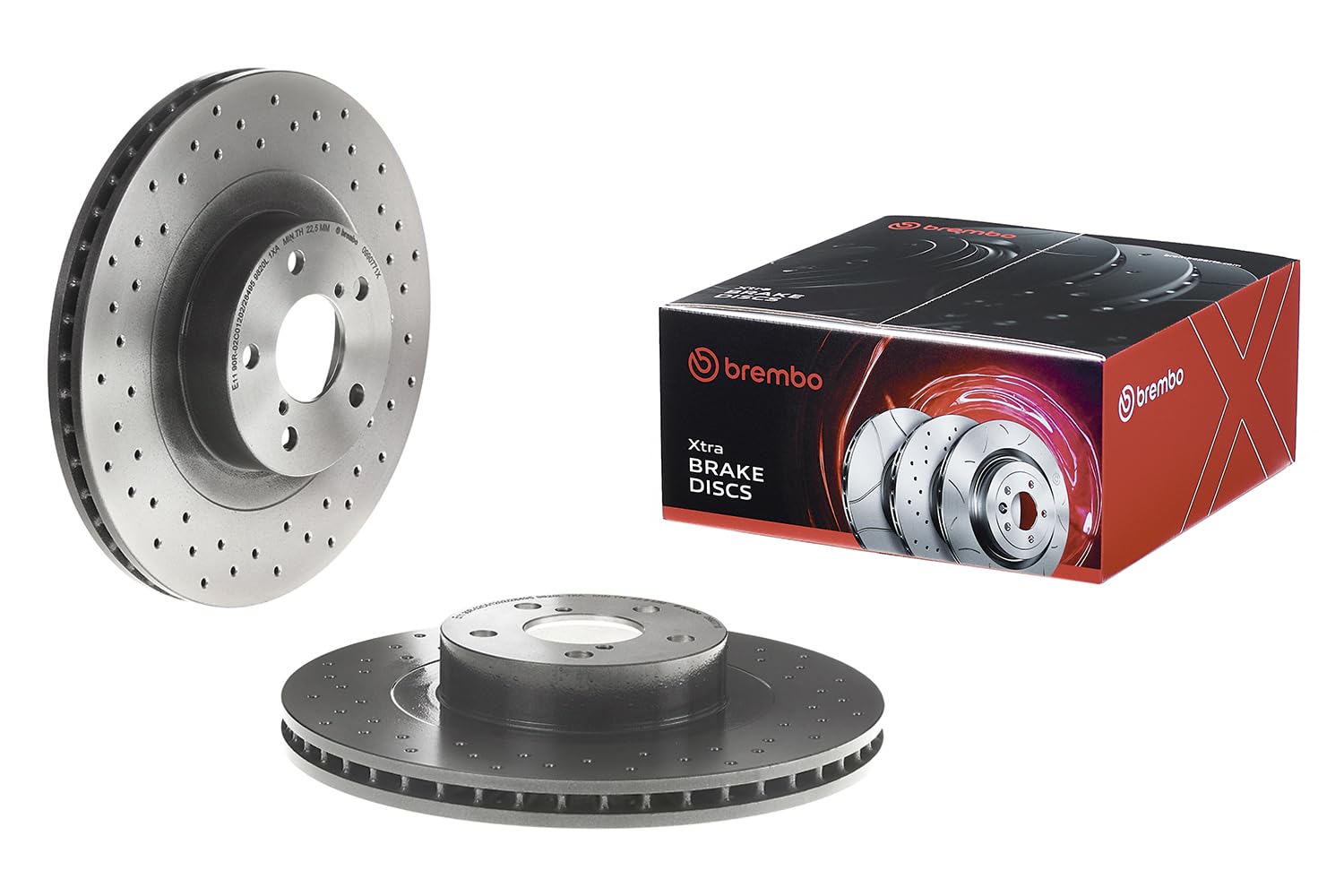 Brembo Xtra 09.9077.1X - Disco Freno Forato Anteriore, Set di 2