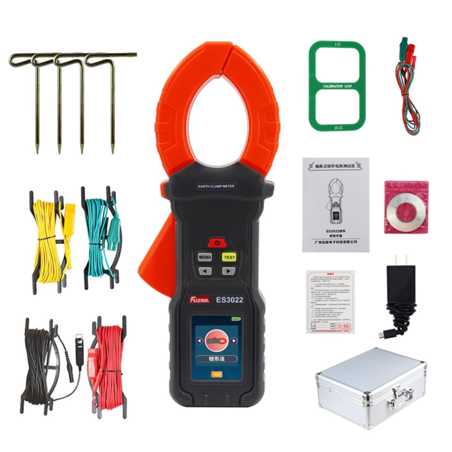 Clip-On Ground Resistance Meter - Versatile 3- and 4-Wire Method, Loop Resistance, AC Current/Voltage - Data Storage, USB Connectivity - Precise Digital Display for Electrical Testing