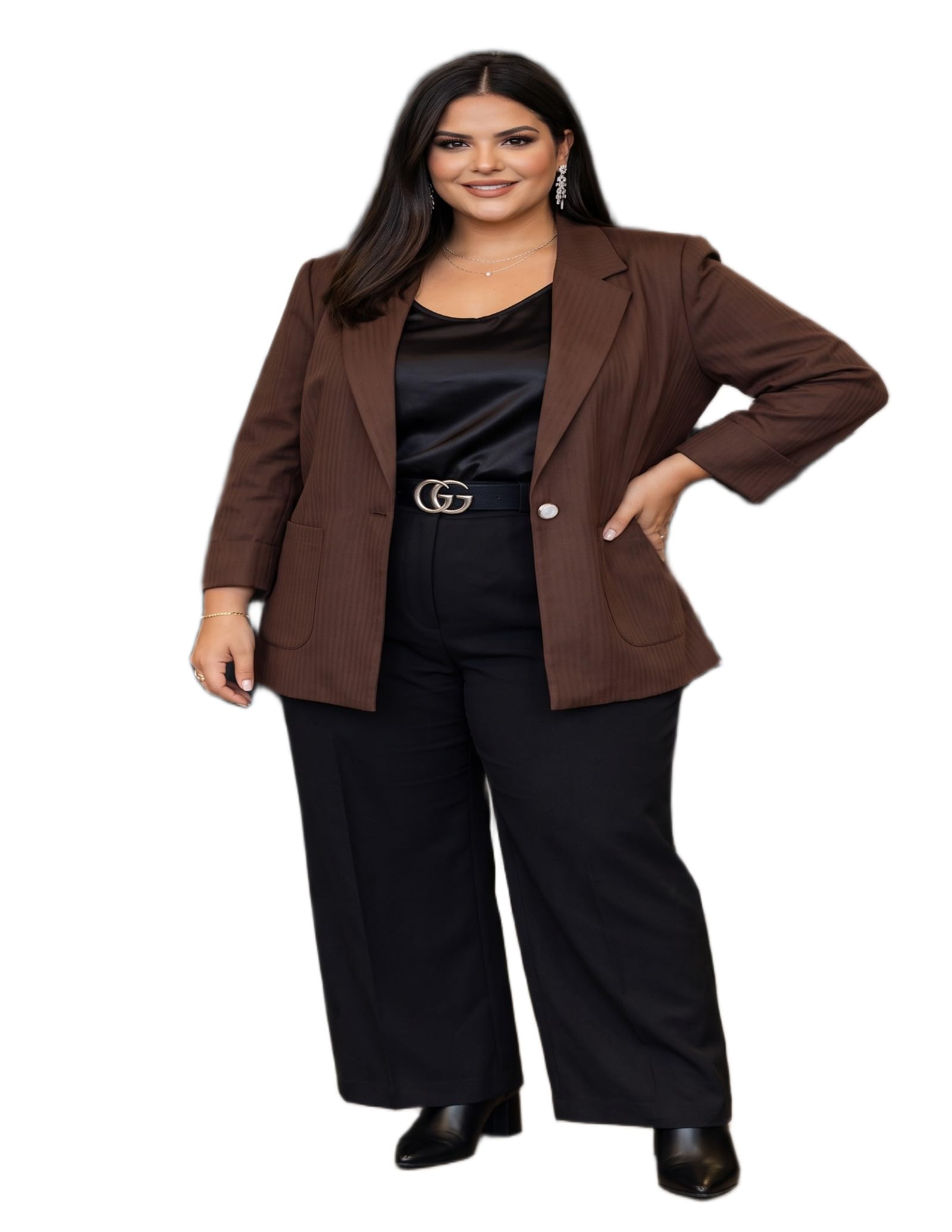 maykr Women's Professional Brown Long Sleeve Blazer-picture-27