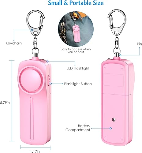 Miniatura 6 de AMIR Juego de llaveros de seguridad para mujeres y niños, 4 piezas de accesorios de llavero de seguridad, juego de llaveros de defensa personal para